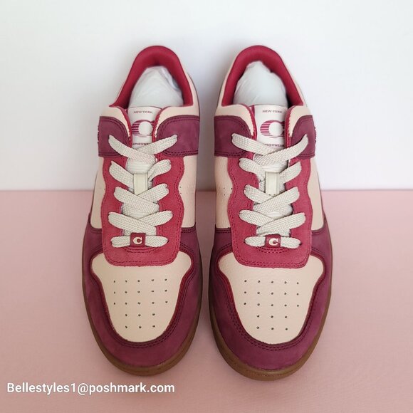 COACH Low Top Leather and Suede Sneakers C201- Pink color-Women’s US Size 9.5B ⭐ - Picture 1 of 16